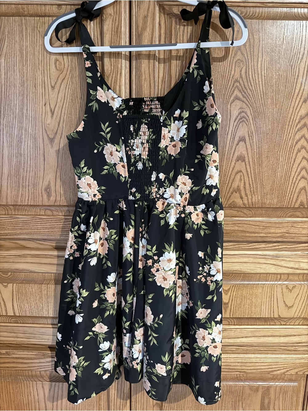 Old Navy Black Floral Tie-Shoulder Dress
